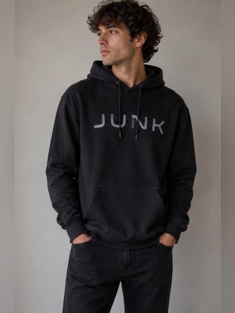 New Junk Black Sweatshirt Hoodie Minimalist Design Men’s Unisex XS Streetwear
